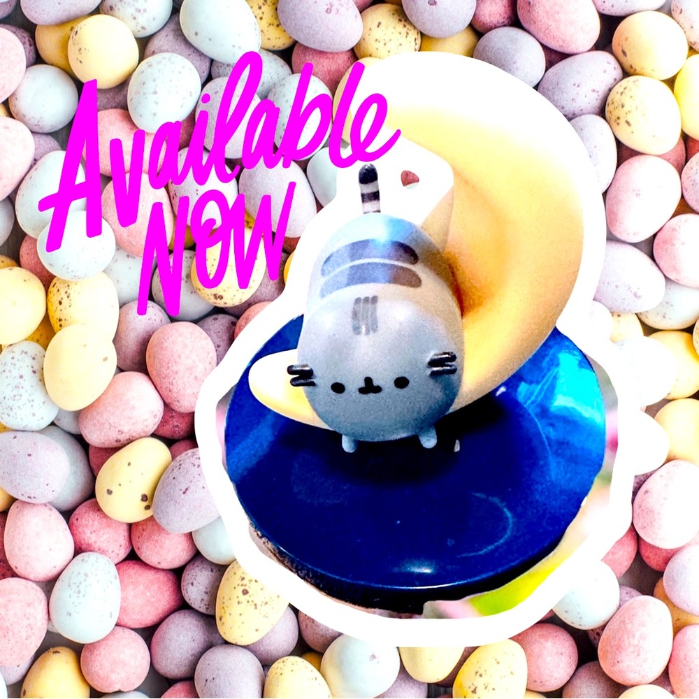 Kawaii cute ☺️ Pusheen Figurine on a crescent mood for witchy aesthetic